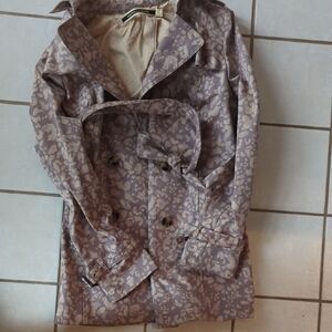 Ligh Purple/grey leopard Patterned Trench Coat